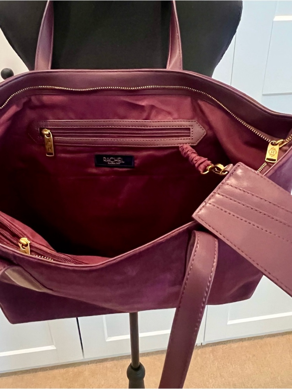 Plum Faux Suede Tote Bag From Rachel Roy - Picture 4 of 10
